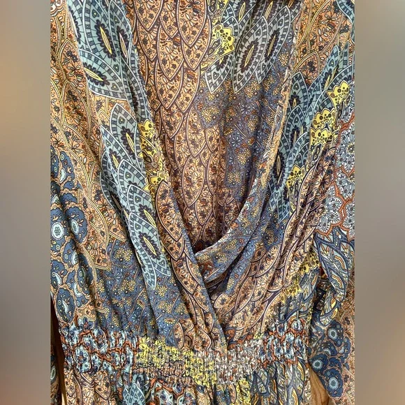 Kate & Lily Multicolor Geometric Long Sleeve Maxi Dress Size 16 W Elastic Waist - Picture 5 of 6